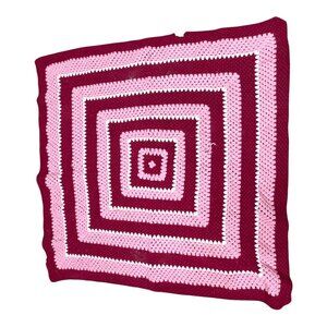 Handmade Crochet Baby Blanket Pink Squares Chair Lap Wheelchair throw READ